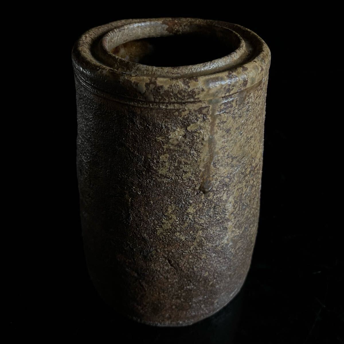 ◇鸛◇ 古美術品 時代 古備前 筒壺 21cm 時代箱付 自然釉 窯変 ◇鸛◇ 古美術品 時代 古備前 筒壺 21cm 時代箱付 自然釉 窯変