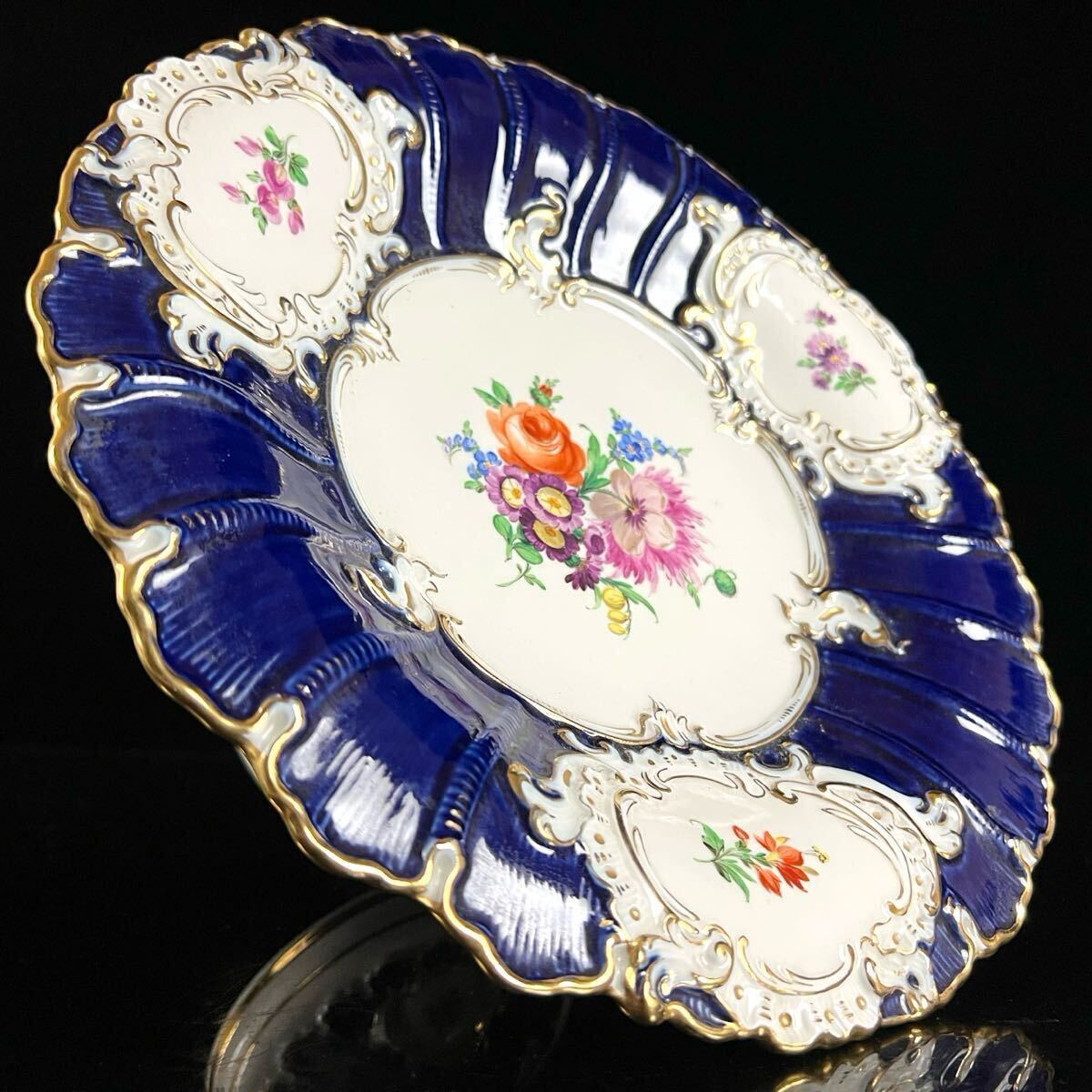 ◇鸛◇ 西洋美術 Meissen マイセン 金彩 コバルトブルー ◇鸛◇ 西洋美術 Meissen マイセン 金彩 コバルトブルー
