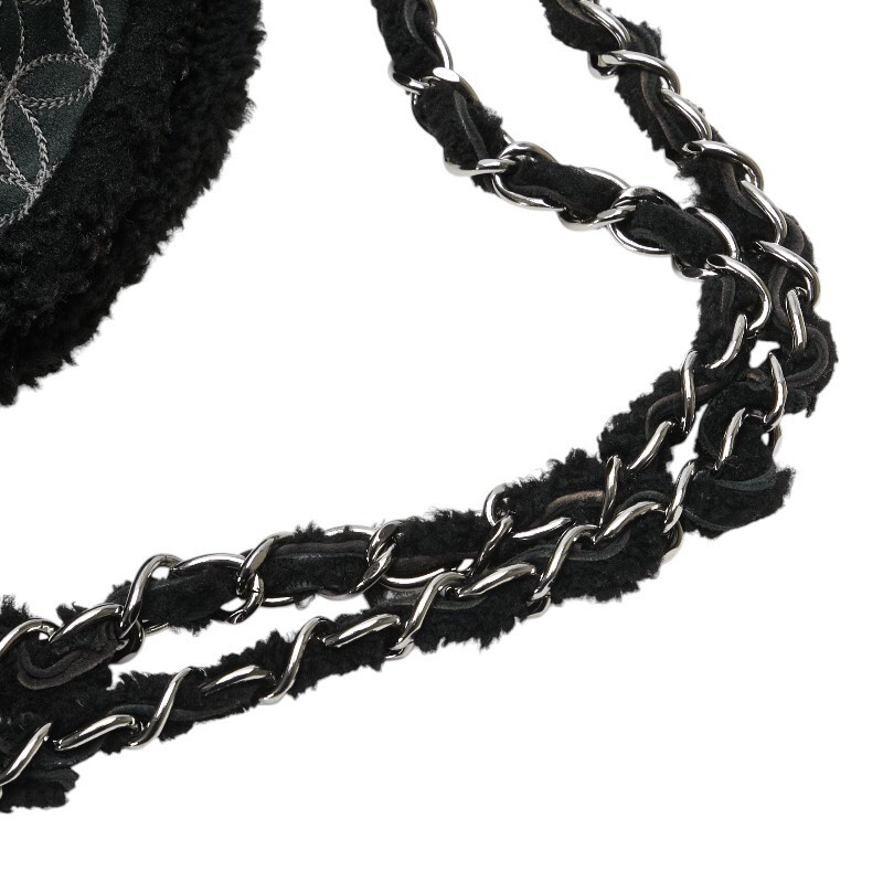 中古 シャネル チョコバー ココマーク チェーン ショルダーバッグ スウェード ムートン ABランク CHANEL【送料無料】【三田店】
