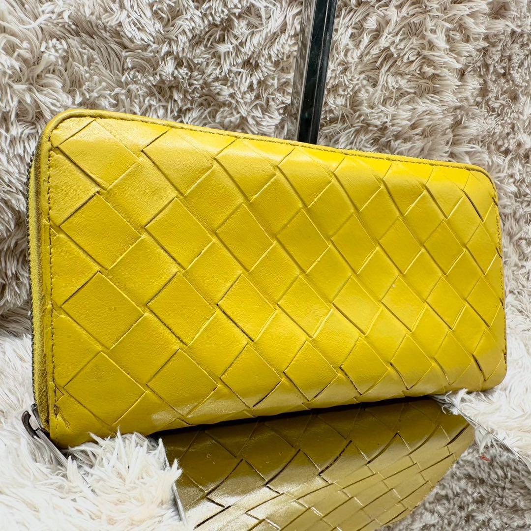 美品】ボッテガヴェネタ 長財布 RFID イエロー マキシチャート 美品】ボッテガヴェネタ 長財布 RFID イエロー マキシチャート