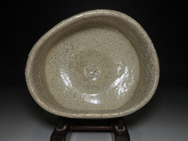 ◇時代◇古志野 大茶碗◇時代桐箱◇美濃焼 絵志野 沓茶碗◇(志野