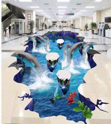 C667 巨大 3D フロアマット 5m*5m* 海 水族館 風景 景色 リフォーム リメイク 防音 断熱 滑り止めシート 床 壁 天井 はがせるシール