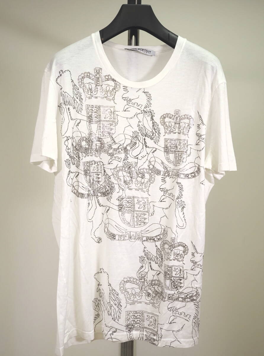 美品 Neil Barrett ニールバレット エンブレムプリントTシャツL白 Italy制