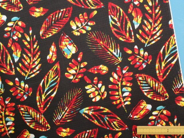 ☆２００ｃｍ（長さ）×１０８ｃｍ（生地巾） ☆ボタニカルプリントBK by 小紋工房 ☆パナマ生地 ☆未使用／限定品