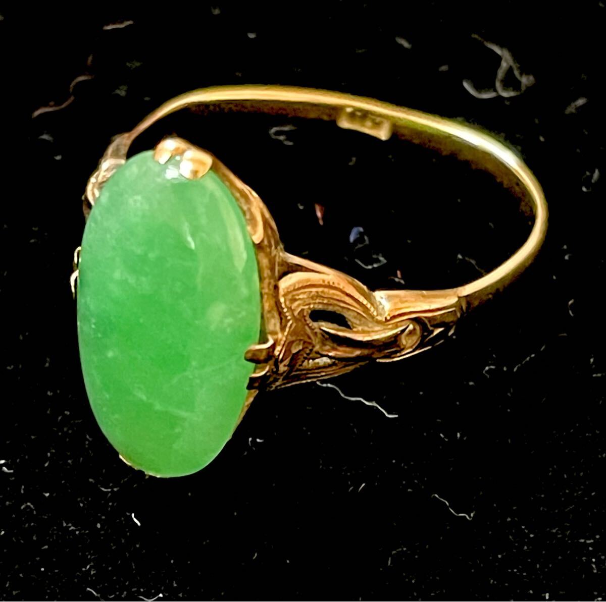 アンティーク リング アクセサリー 指輪 K18 翡翠 18金 イエロー アンティーク リング アクセサリー 指輪 K18 翡翠 18金 イエロー