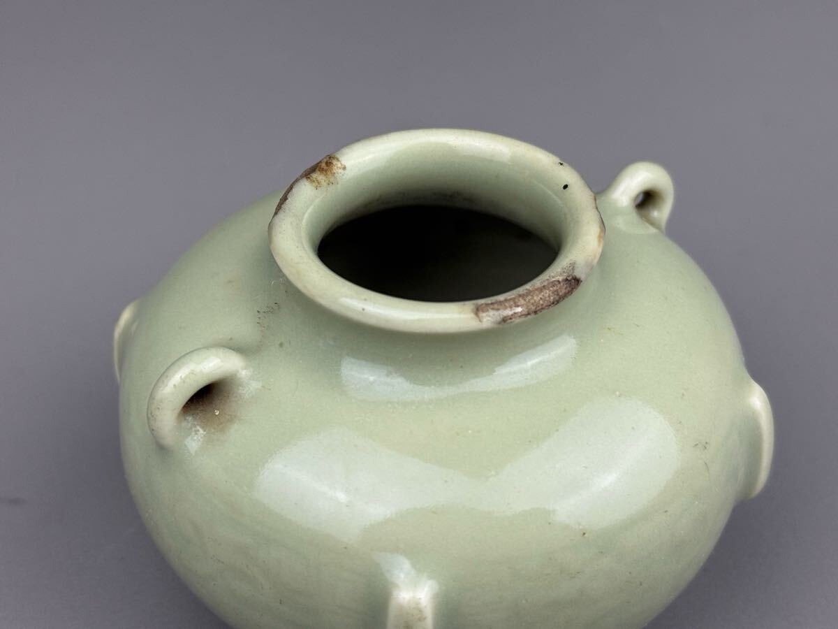 中国古玩 古陶磁器 龍泉窯 香炉 双耳 三足香炉 北宋 時代品 中国 中国古玩 古陶磁器 龍泉窯 香炉 双耳 三足香炉 北宋 時代品 中国