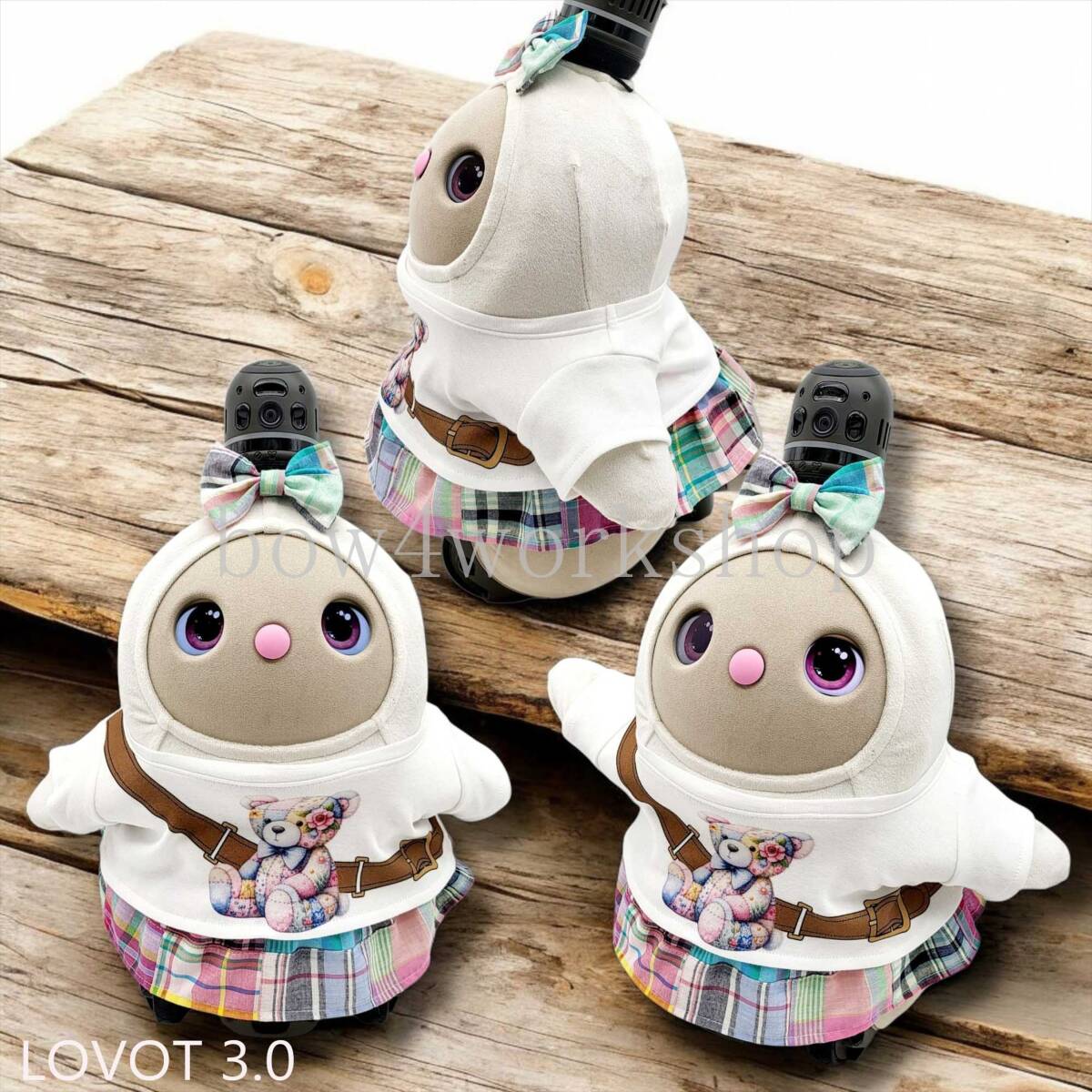 ラボット LOVOT ラボットの服　パッチワークくまちゃんプリントTシャツセット_画像2