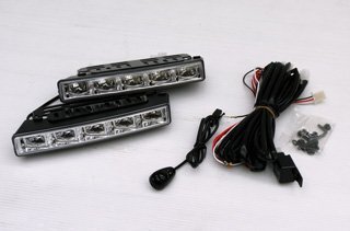 [3日限り] ユニバーサルタイプ LED デイタイムランニングライト クローム インナー クリスタル レンズ