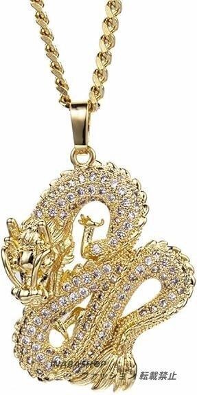 ネックレス メンズ ゴールド ジルコニア 金龍 ドラゴン ペンダントドラゴンネックレス 厄除け お守りネックレス ファッション アクセサリー