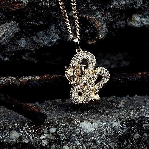ネックレス メンズ ゴールド ジルコニア 金龍 ドラゴン ペンダントドラゴンネックレス 厄除け お守りネックレス ファッション アクセサリー