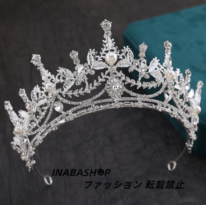 ヘッドドレス ヘアアクセサリー ウェディングアクセサリー 花嫁 ブライダルアクセサリーパールビジューウエディング 髪飾り 結婚式 二次会_画像1