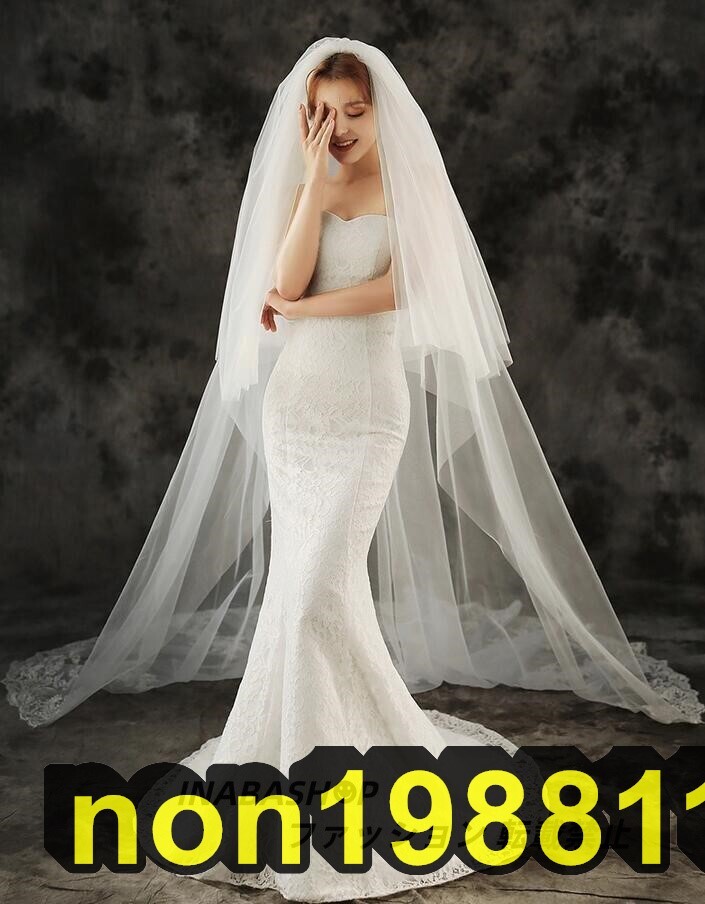 ウエディングベール 【ロング・２層】コーム付き 結婚式 ロング Wedding Veil ウェディングベール 被りベール_画像2