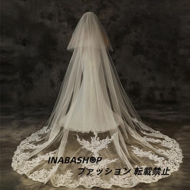 ウエディングベール 【ロング・２層】コーム付き 結婚式 ロング Wedding Veil ウェディングベール 被りベール_画像1