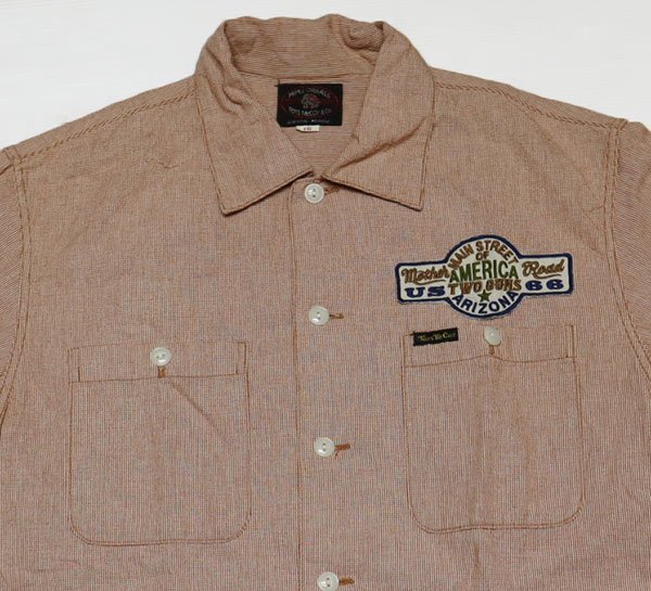 SS65マックヒル McHILLトーイズ マッコイTOYS McCOY古着ワークシャツ半袖シャツ日本製ルート66パッチ付きチェックシャツ15ボックスシャツ_画像2