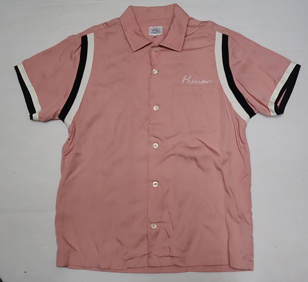 SS34 Fellows PHERROWS б/у одежда мяч ng рубашка сделано в Японии открытый рубашка M искусственный шелк рубашка ROCK контри-рок DETROIT розовый серия flocky принт 