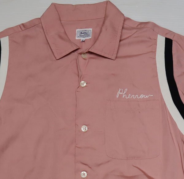 SS34 Fellows PHERROWS б/у одежда мяч ng рубашка сделано в Японии открытый рубашка M искусственный шелк рубашка ROCK контри-рок DETROIT розовый серия flocky принт 
