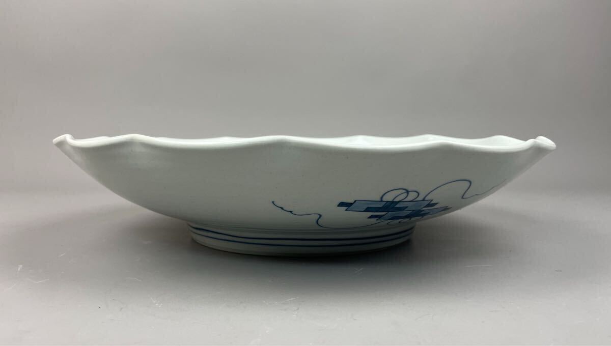 Showa Retro индиго Tang . белый фарфор с синим рисунком большая тарелка большая миска японская посуда украшение тарелка интерьер