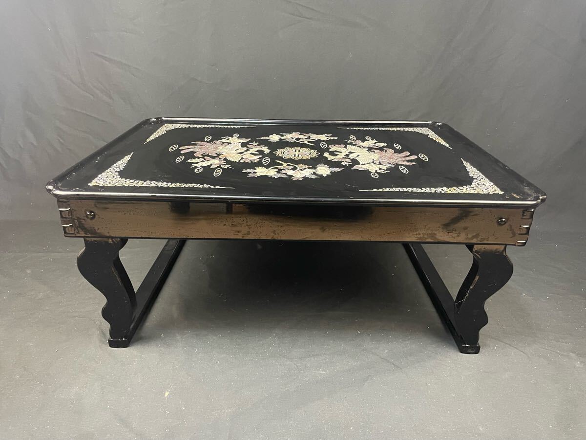 朝鮮美術 木造 李朝膳 螺鈿細工 長方 幅70cm 座卓 机 花台 折り 朝鮮美術 木造 李朝膳 螺鈿細工 長方 幅70cm 座卓 机 花台 折り