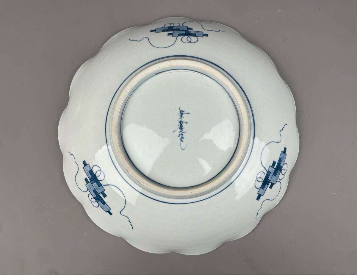 Showa Retro индиго Tang . белый фарфор с синим рисунком большая тарелка большая миска японская посуда украшение тарелка интерьер