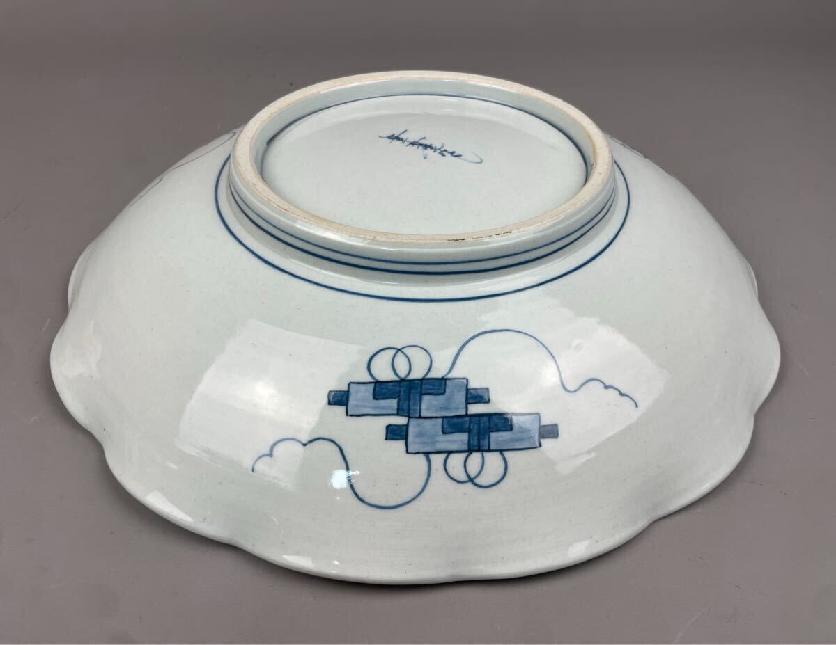 Showa Retro индиго Tang . белый фарфор с синим рисунком большая тарелка большая миска японская посуда украшение тарелка интерьер