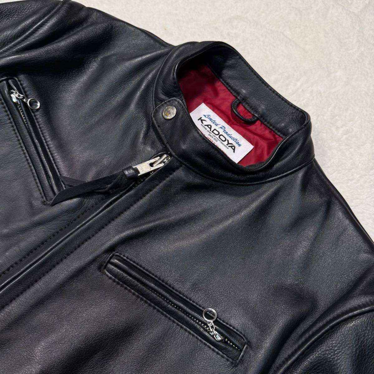 極美品 KADOYA カドヤ メンズL シングル ライダースジャケット 極美品 KADOYA カドヤ メンズL シングル ライダースジャケット