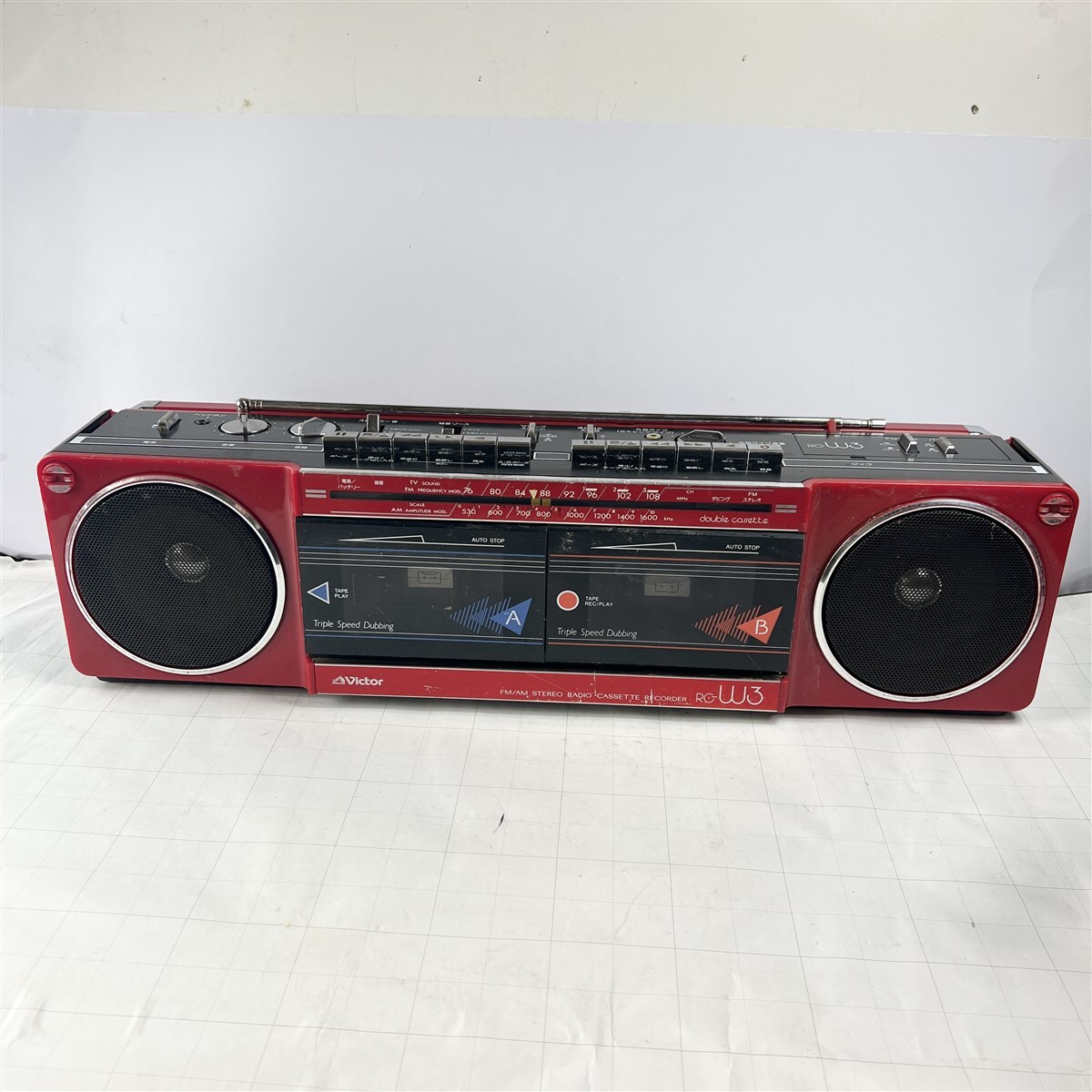 Victorビクター ダブルカセット・ラジカセ RC-W3 赤レッド 昭和レトロ ラジオ カセット_画像1