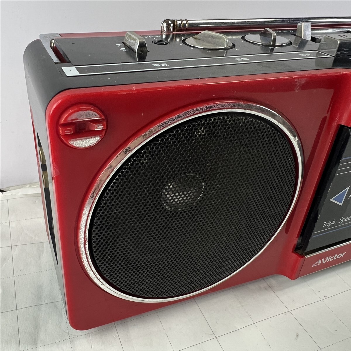 Victorビクター ダブルカセット・ラジカセ RC-W3 赤レッド 昭和レトロ ラジオ カセット_画像3