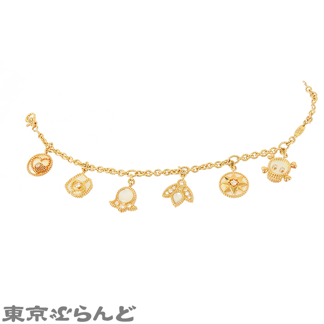 101779399 Dior Dior rose te Van очарование браслет K18YG diamond mother ob жемчуг ландыш Skull роза двойной Heart 