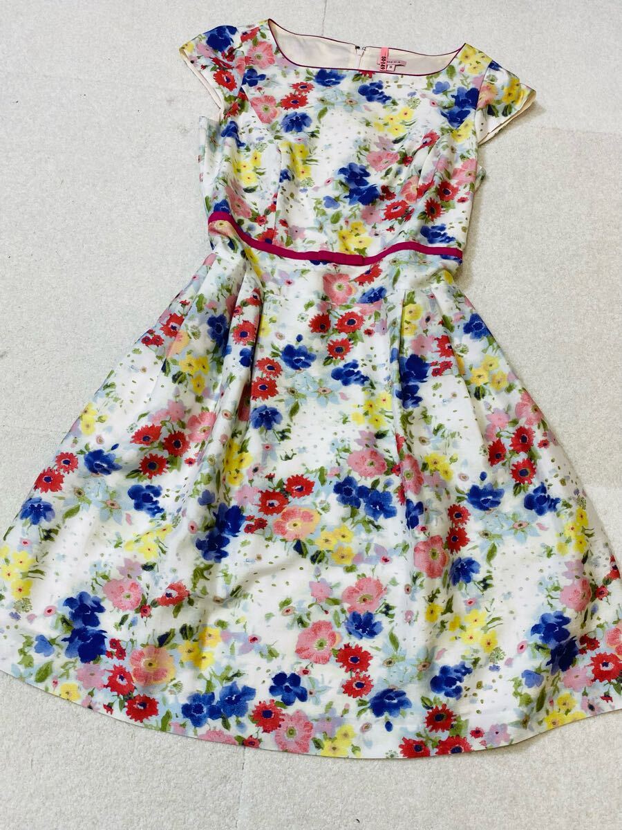極美品】TOCCA Aライン 花柄 ワンピース 6サイズ トッカ 極美品】TOCCA Aライン 花柄 ワンピース 6サイズ トッカ