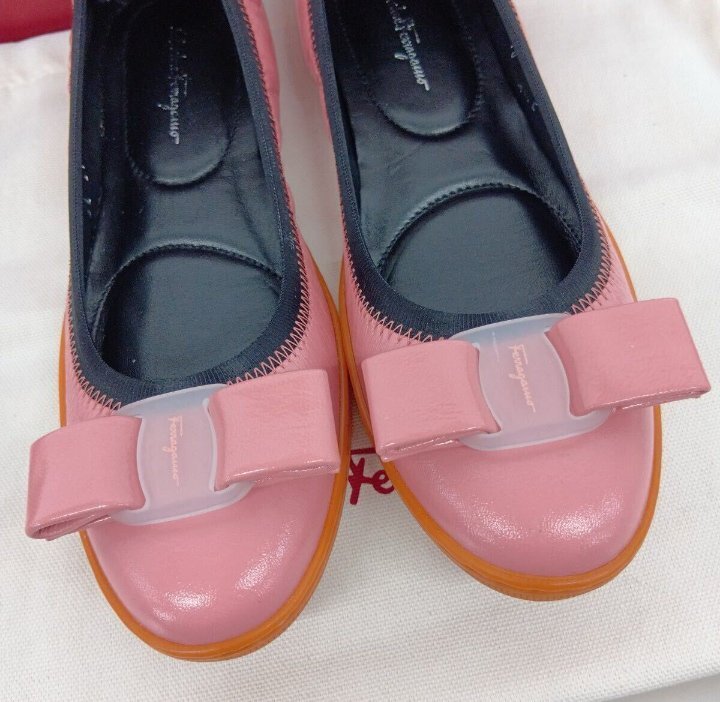 新品未使用 Salvatore Ferragamo サルヴァトーレフェラガモ SAVINA リボン フラットシューズ バレエシューズ ピンク サイズ4 1/2