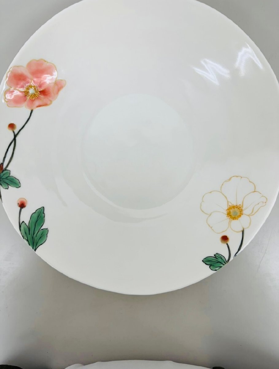 京焼 清水焼 陶あん 大皿 絵柄 陶あん 和食器 白 ケシ 新品未
