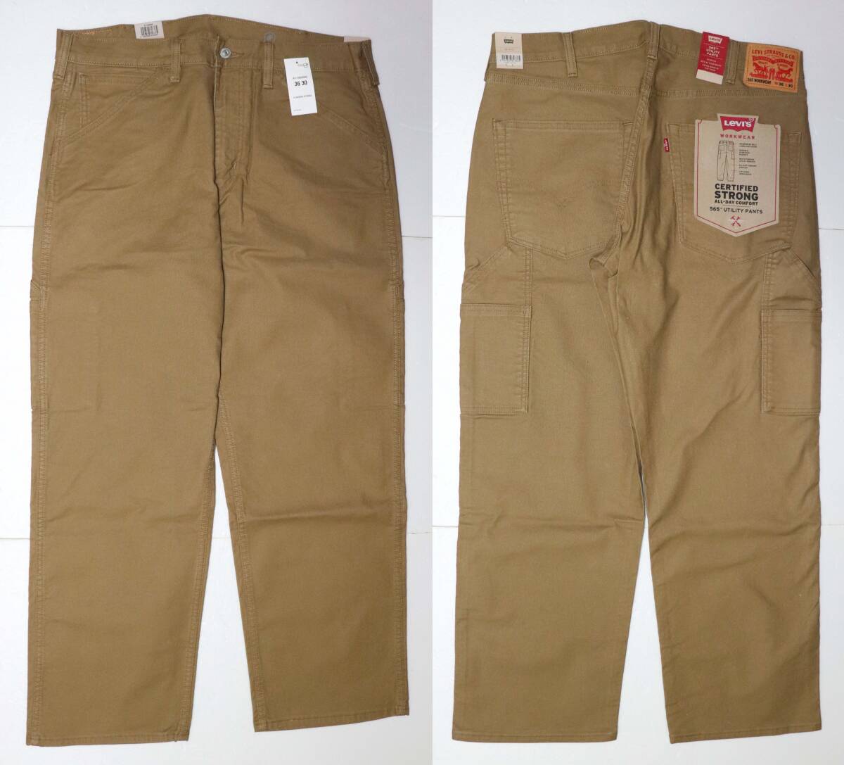 定価13200 新品 リーバイス A1136-0000 W36 L30 565 WORKWEAR 565 ユーティリティ パンツ ベージュ ERMINE CANVAS Levi's ◎