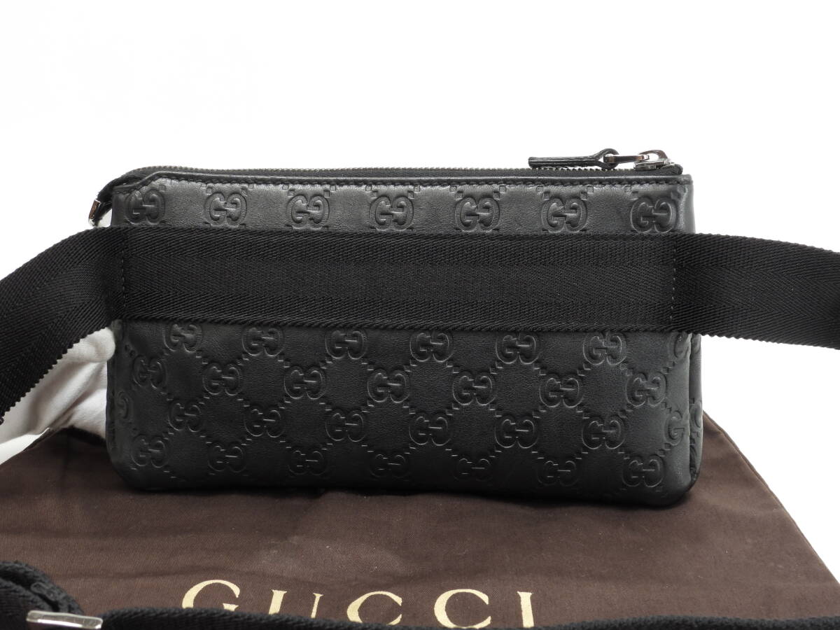 グッチ ボディバッグ GG シマレザー黒 斜掛ショルダーバッグ グッチ ボディバッグ GG シマレザー黒 斜掛ショルダーバッグ