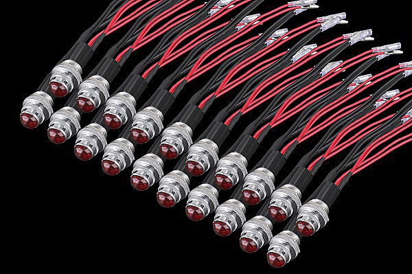 ■赤色■新品?20個セット パイロットランプ ダイヤカット LED埋め込み式 ナンバー枠 大型用 24V 16mm 16φ デコトラ：P赤