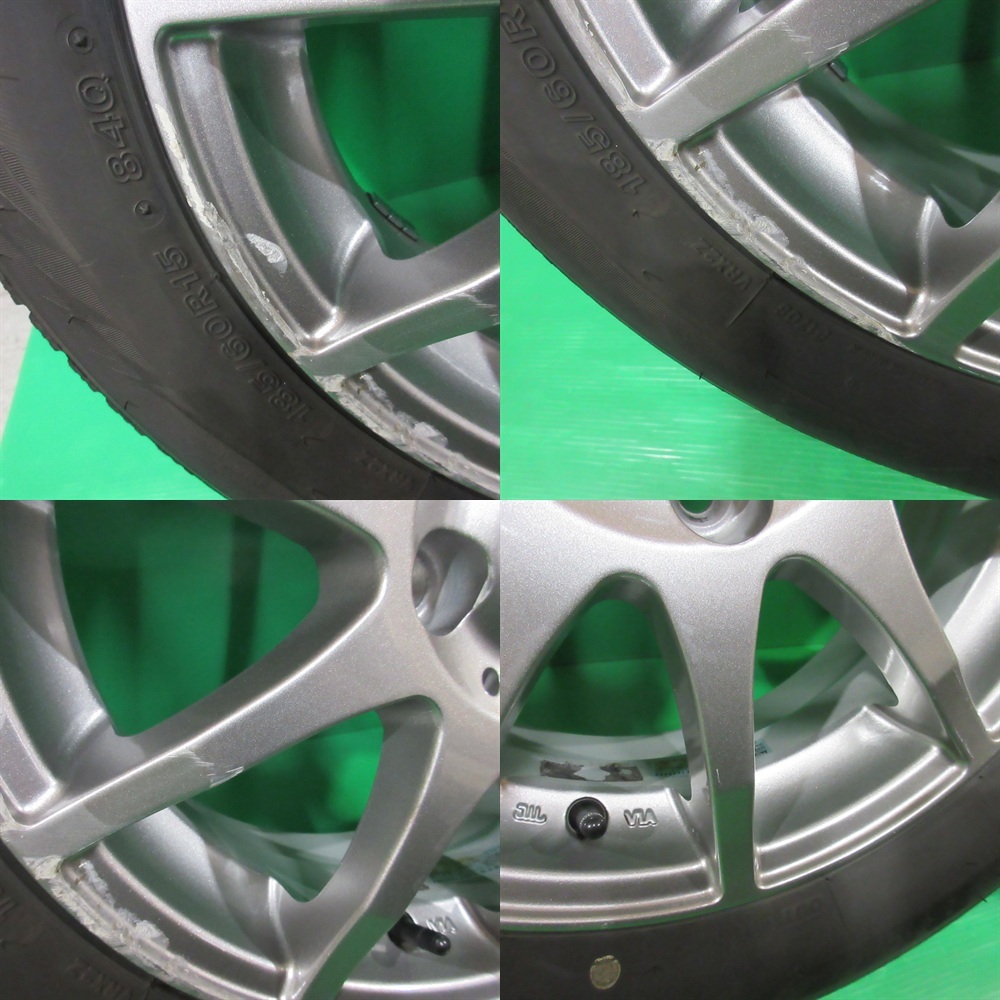 ヤリス 185/60R15 2023年バリ山スタッドレス 80%-85%山 BRIDGESTONE BLIZZAK VRX2 4本 4穴PCD100 5.5J +40 アクア フィールダー 中古新潟