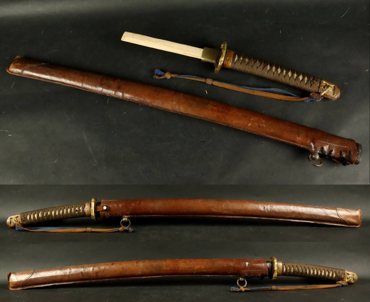 時代武具 陸軍軍刀 木鞘皮袋鮫皮巻柄外装拵 98cm 刀装具 刀剣 時代武具 陸軍軍刀 木鞘皮袋鮫皮巻柄外装拵 98cm 刀装具 刀剣