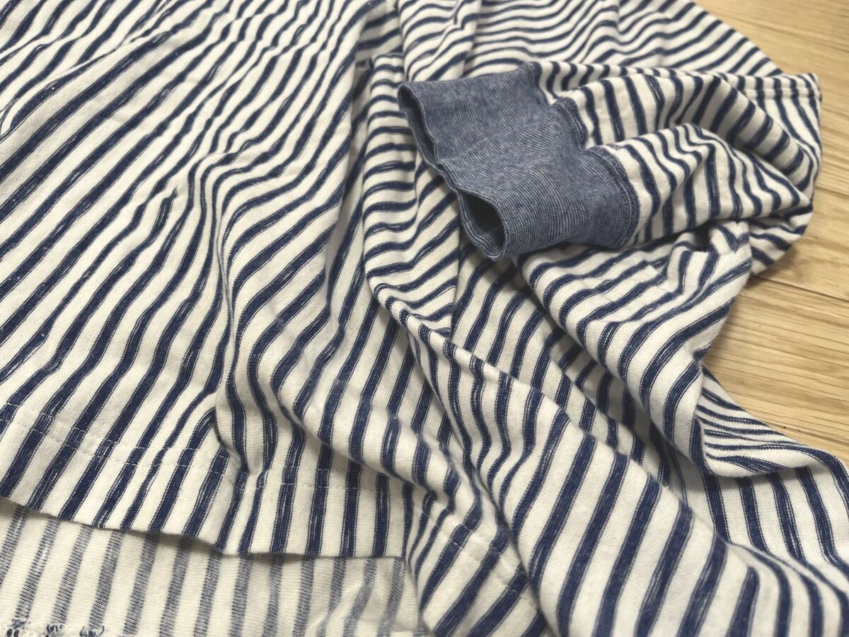 ZUCCa ズッカ|V開きドルマンカットソー ブルー×ホワイト M ZUCCa ズッカ|V開きドルマンカットソー ブルー×ホワイト M