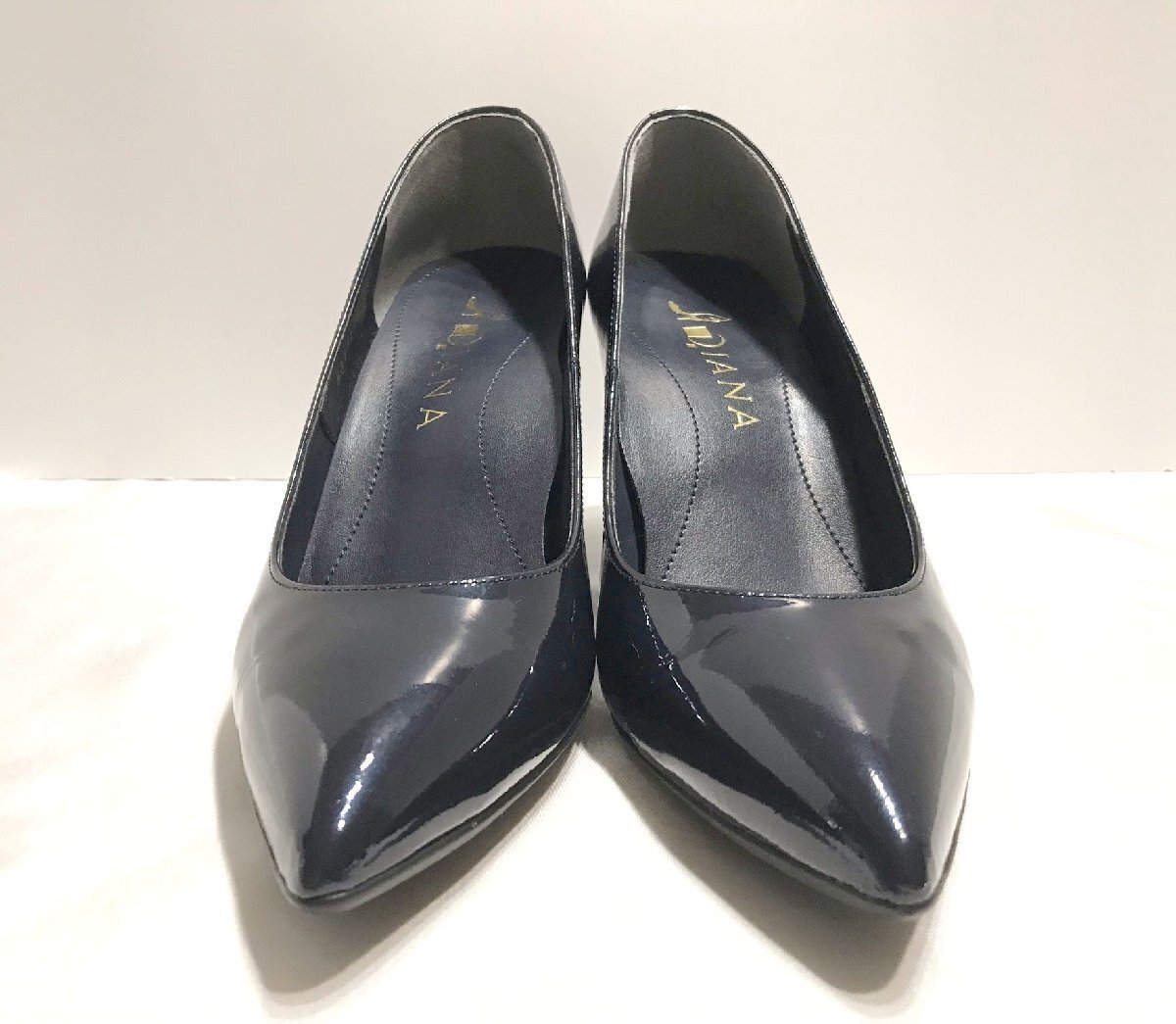 ■【YS-1】 美品 ■ ダイアナ DIANA パンプス ■ エナメル ネイビー系 24.5cm ヒール高7.5cm ■ 日本制 【同梱可能商品】■D