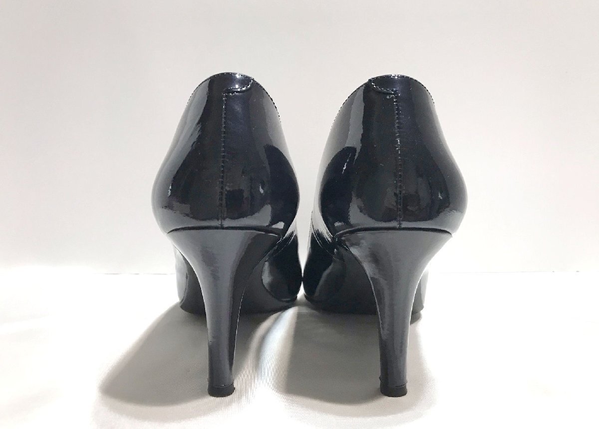 ■【YS-1】 美品 ■ ダイアナ DIANA パンプス ■ エナメル ネイビー系 24.5cm ヒール高7.5cm ■ 日本制 【同梱可能商品】■D