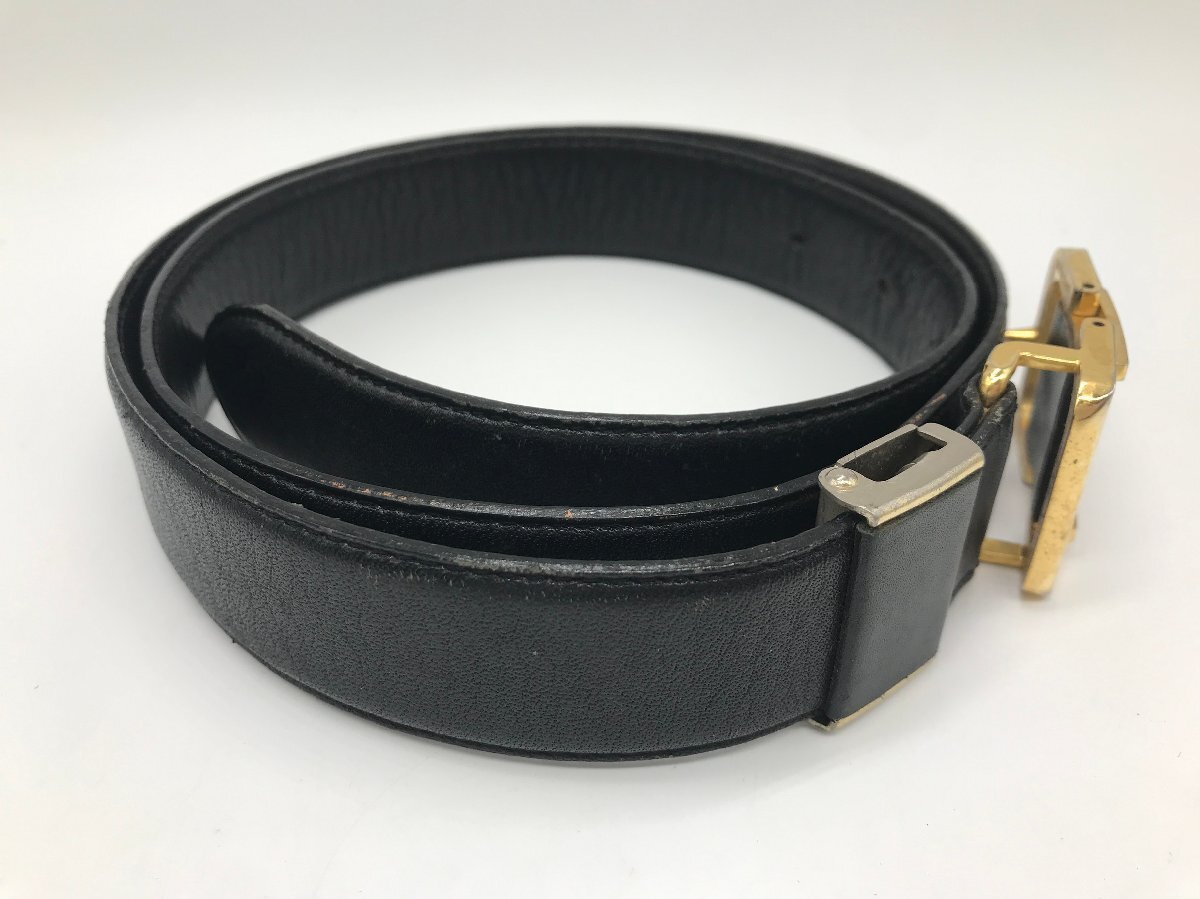 ■【YS-1】 ダックス DAKS ベルト ■ バックル分離可能 GP ゴールド 本革 レザー 黒系 5穴 全長100cm 幅2,8cm 【同梱可能商品】K