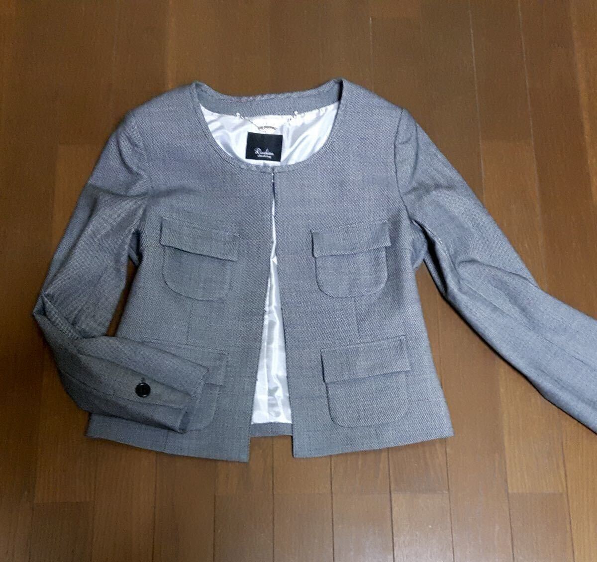 ◇新品11號◇大人綺麗*黒と好バランス*高品質フォーマルノーカラージャケット◇Rashisaラシサ◇19950円