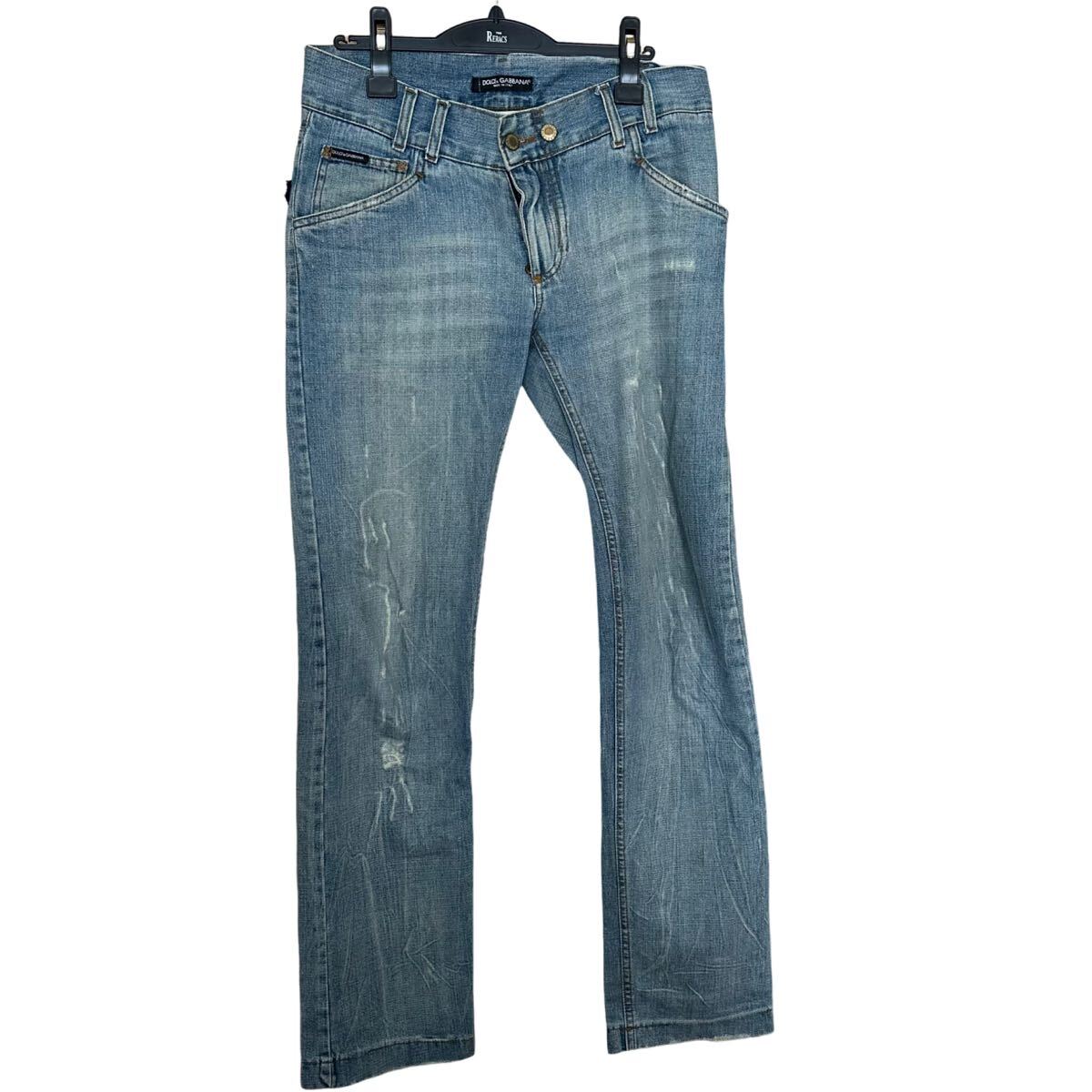 DOLCE&GABBANA ドルチェ&ガッバーナ　フロントダブルジップデニム　加工デニムパンツ　サイズ44 