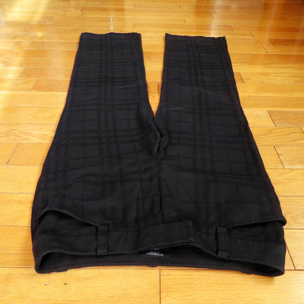 バーバリーロンドン ブラック パンツ チェック柄 ★ size 44 (77cm) (L～XL) ★ レディース Burberry London ジーンズ ワイド ジーンズ