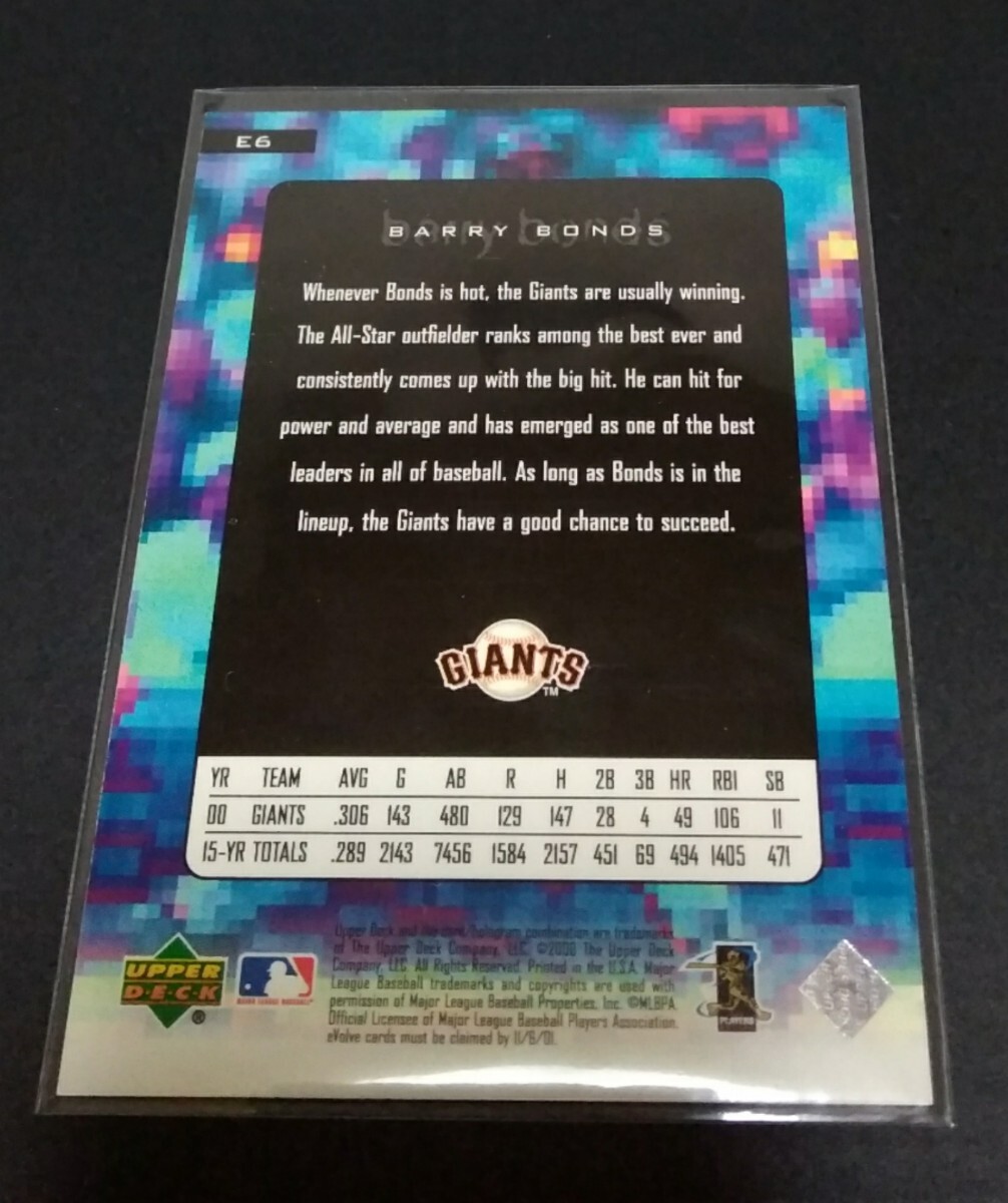 MLB 2001年upper deck バリー?ボンズ(ジャイアンツ)e-Card No,E6?！疑膝?、表里少しのダメージあり(畫像３、４)Giants BARRY BONDS