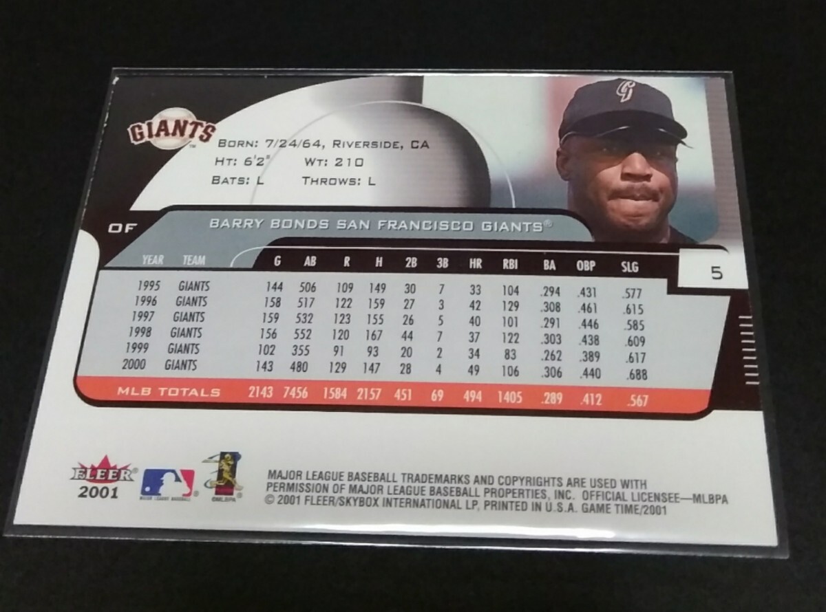 MLB 2001年FLEER game time バリー?ボンズ(ジャイアンツ) No,5?！锩妗⒆笊膝?、若干のダメージありGiants BARRY BONDS 