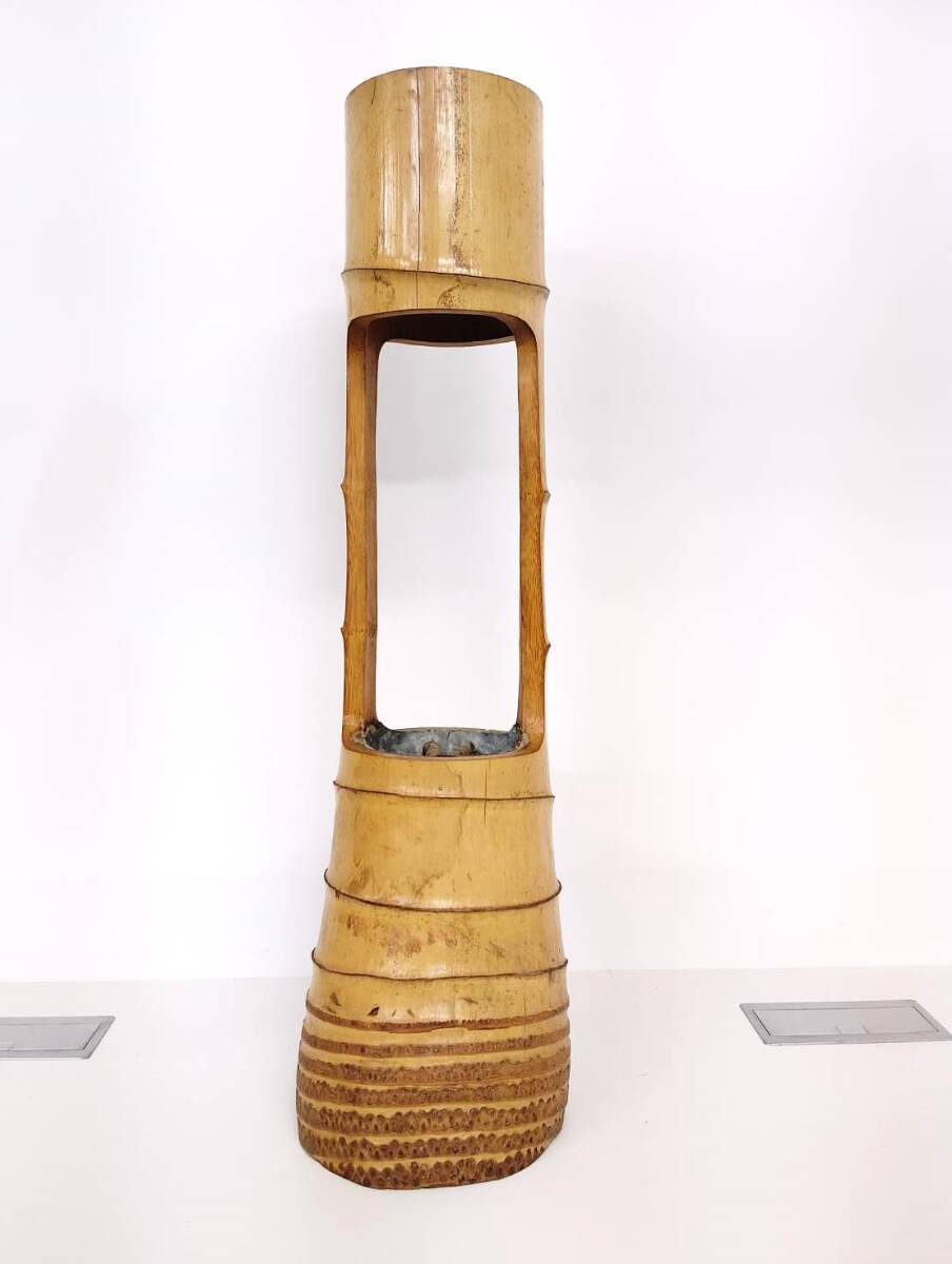 1円スタート】池坊 孟宗竹 華道 竹 竹根 二重切 二重生け 花器 1円スタート】池坊 孟宗竹 華道 竹 竹根 二重切 二重生け 花器