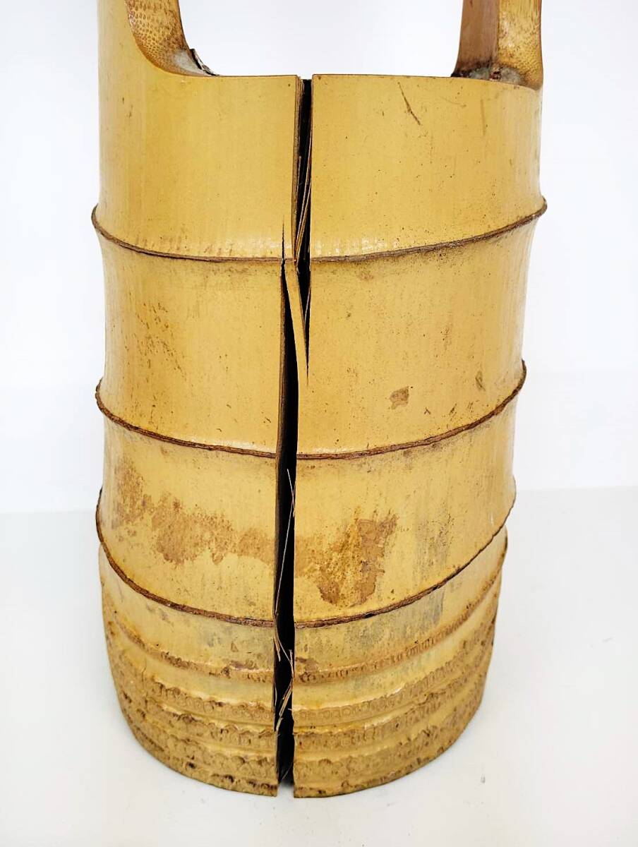 1円スタート】池坊 孟宗竹 華道 竹 竹根 二重切 二重生け 花器 1円スタート】池坊 孟宗竹 華道 竹 竹根 二重切 二重生け 花器