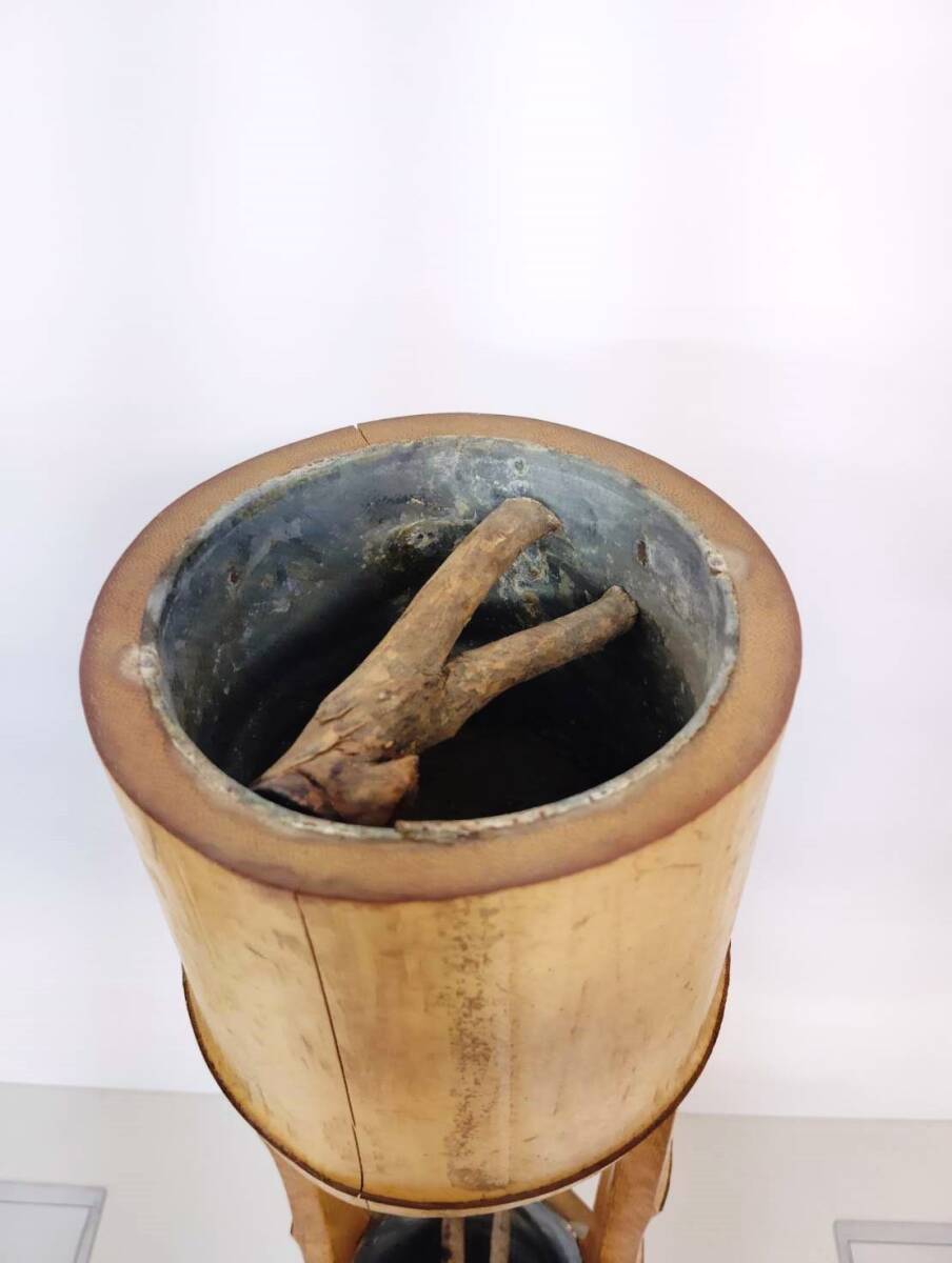 1円スタート】池坊 孟宗竹 華道 竹 竹根 二重切 二重生け 花器 1円スタート】池坊 孟宗竹 華道 竹 竹根 二重切 二重生け 花器