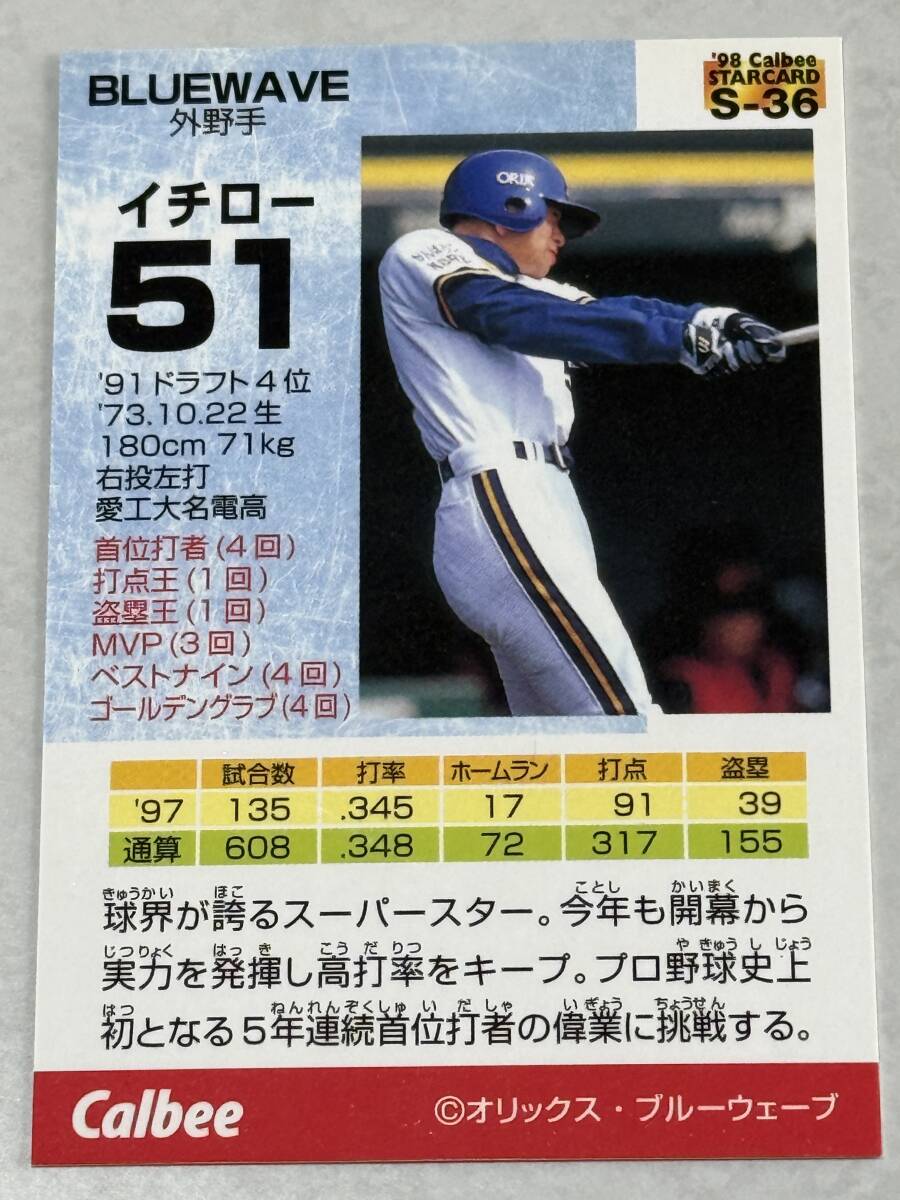 1998年 カルビー イチロー S-36 スターカード(シングルカード 1998年 カルビー イチロー S-36 スターカード(シングルカード