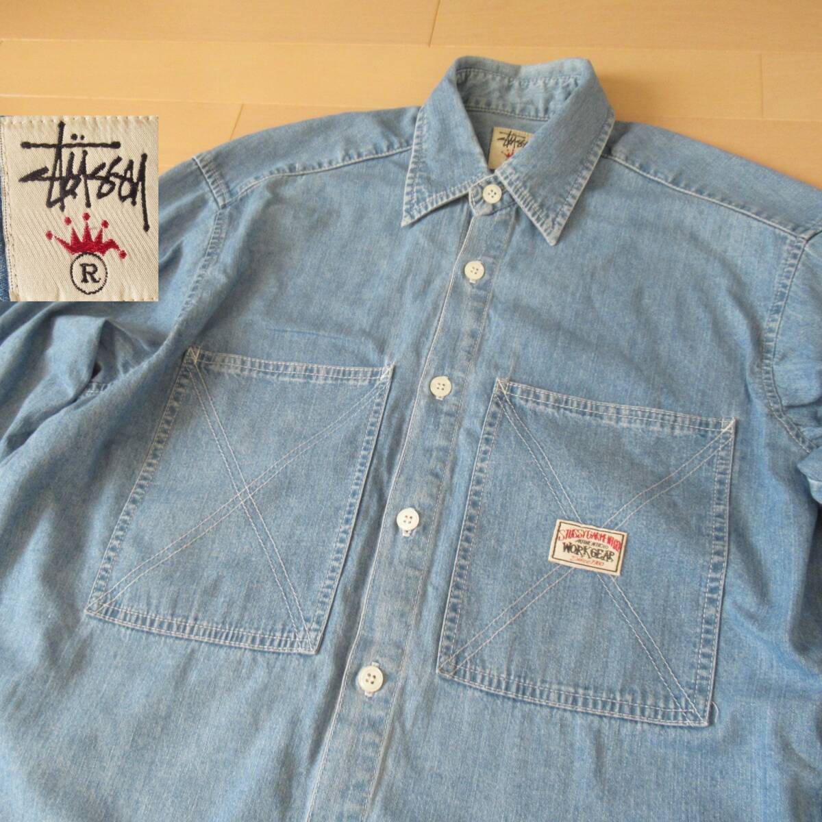 即決送込 白タグ 90s STUSSY OZ製 デニムシャツ oldstussy old 即決送込 白タグ 90s STUSSY OZ製 デニムシャツ oldstussy old